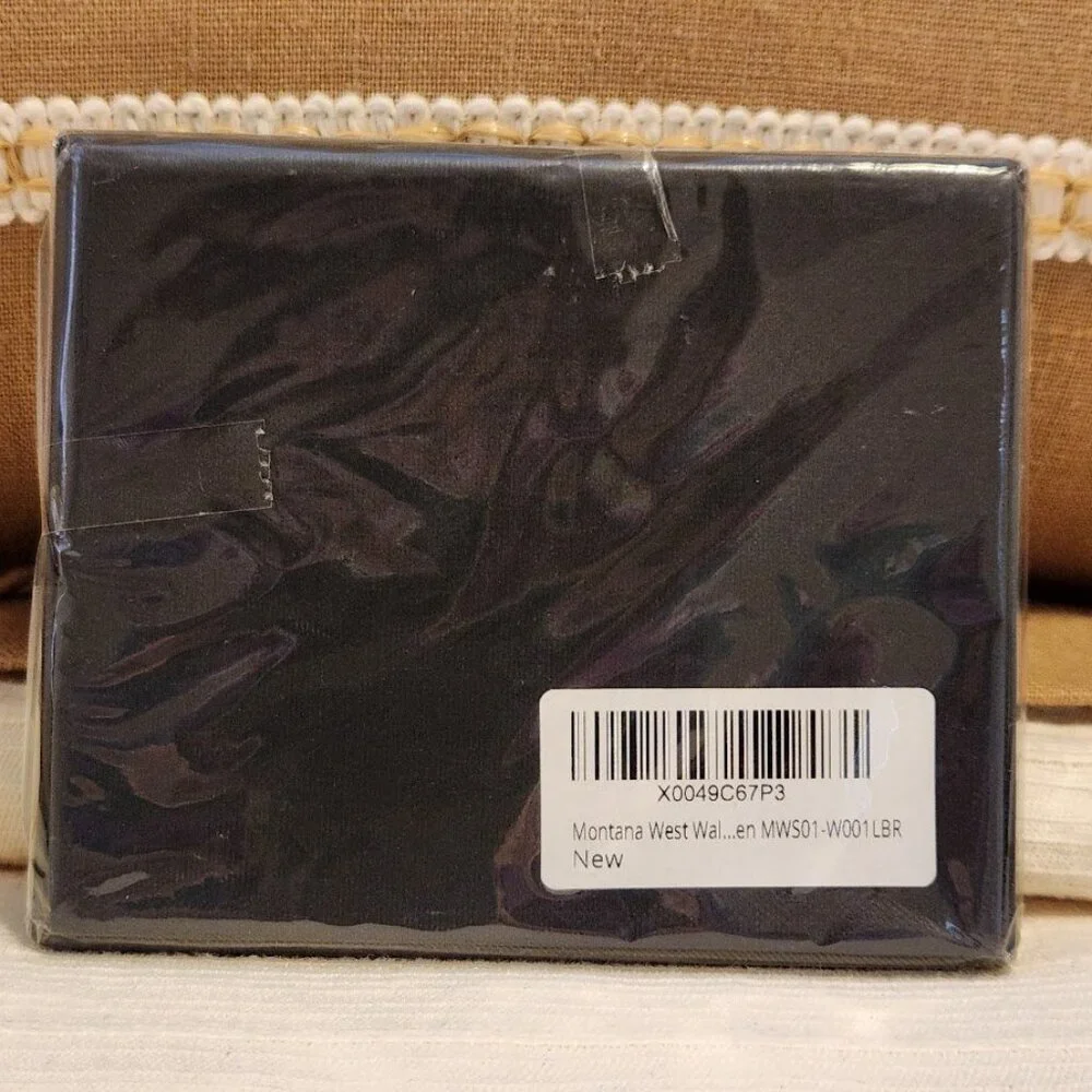 NWT Montana West Men's Crazy Horse Leather Slim Bifold RFID Wallet, Lt. Brown
